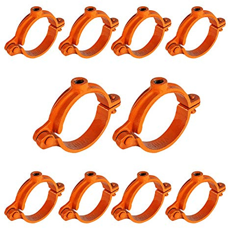 HIGHCRAFT HINGC-01-10 Industrial Decor Hinged Split Ring Pipe Hanger 1 in. Copper Epoxy Coated Iron, with 3/8 in. Rod Fitting, Vintage Mounting Bracket for Tubing, Shower Curtain, Tiki Torch (10 Pack)