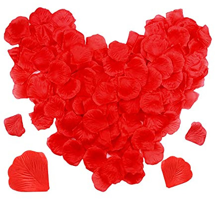 Tebrun - Red Rose Petals, Marry Me Decorations, Fake Petals, Rose Petals For Bedroom, Rose Petal For Bath, Romantic Bedroom Decorations (500, Red)