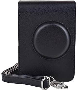 Rieibi Mini EVO Case - Vintage PU Leather Protective Case for Fujifilm Mini EVO Instant Camera - Full Cover with Adjustable Shoulder Strap - Black