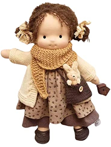 ABCDJHH Kuschelpuppe,Handgemacht Stoffpuppe Für Kinder,Kinder Gefüllte Puppen Textilpuppen Plüsch mit Kleidung Stofftier Plüschtier Spielzeug mit Kleidung Geschenk für Mädchen Taufgeschenk