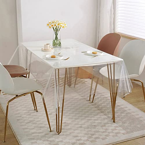 Ricemru Durchsichtige Tischdecke Abwaschbar Glasklar Klarsichtfolie PVC Tischschutz Tischschutzfolie Lotus Fleckabweisend Schutzfolie Outdoor Gartentischdecke Schutztischdecke,140x220