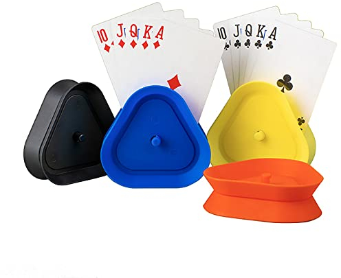 Dacefloy Kartenhalter Kinder UNO Spielkartenhalter Freisprech Kartenständer Dreieck Spielkarten Halter Card Holder für Senioren und Behinderte 4 Stück