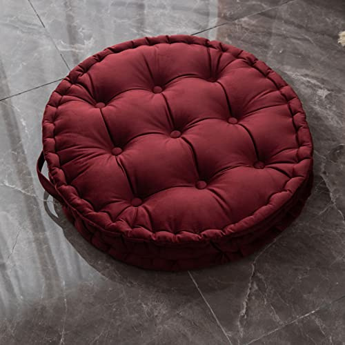 TAGKOMA Rundes Bodenkissen, Einfarbig Niederländischer Samt Großes Bodenkissen Für Erwachsene Wohnzimmer Schlafzimmer Klassenzimmer Outdoor Yoga Meditation Großes Bodenkissen Rot 60cm