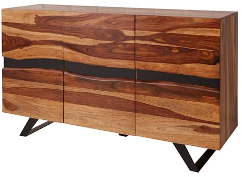Sideboard AMAZONAS - 150cm - braun - Sheesham Baumkante Stauraum | Handgefertigtes Unikat, montiert geliefert, massiv, pflegeleichte Oberfläche, natürliche Maserung, Eyecatcher