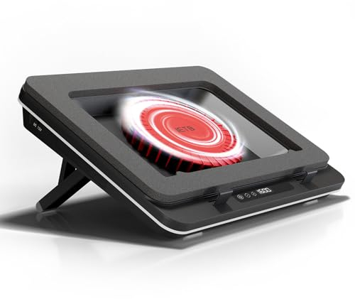 IETS GT600 Laptop Cooling Pad Equipped Gigantic Turbo-Fan（5.5inch Diameter）,Sealed Foam for Rapid Cooling Gaming Laptop,14.1-19.3 inch Laptop Cooler With adjustable brackets,Dust Filter,Touch start