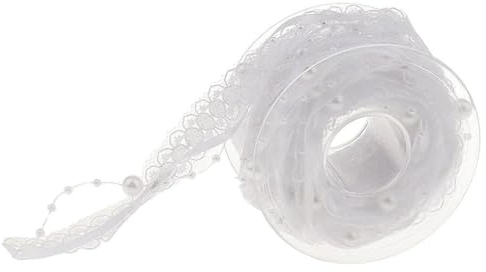 Band, 5 m Spitzenband, künstliche Perlen, Perlenband, Weihnachtsband, Hochzeit, Blume, Weihnachtsbaum, Dekoration, Basteln, Verpackung, Valentinstag, Geschenkpapier, Bänder, Rolle (weiß) (Color : Whi