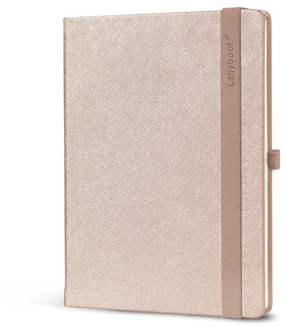 Lanybook Saffiano | Notizbuch | A5 | rosegold | kariert | mit praktischem Verschlussband und Stiftschlaufe | 192 Seiten