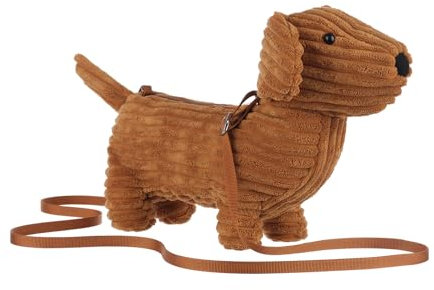 Apricot Lamb Dackel Dachshund Hund Tier geformte Plüsch Tasche Plüsch Umhängetasche Geldbörse für Teenager Mädchen und Erwachsene, Plüschtier Umhängetasche in Tierform, Kinder Mode Handtaschen, 33 cm