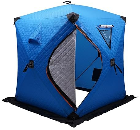 Tienda de campaña de pesca en hielo, tienda de campaña de pesca para 1-2 personas, tienda de campaña portátil para exteriores, camping, pesca en hielo, varillas de fibra de vidrio y tela Oxford 210D