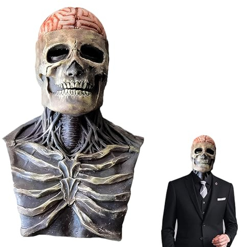 YongSral Totenkopf Maske Halloween, Schädel Maske, Skull Herren, Totenkopf mit Beweglichem Kiefer, Totenkopfmaske für Cosplay Party Carnival