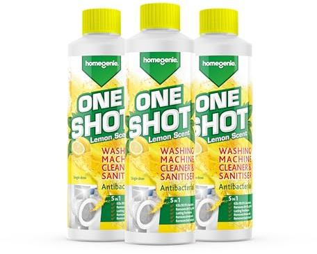 HomeGenie - Washing Machine Cleaner | Anti-bacterial Removes Limescale, Odours and Dirt | Lemon Scent (3x 250ml)