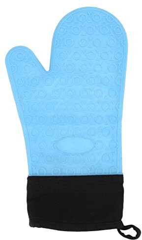 Silikon-Ofenhandschuhe, Ofenhandschuhe,Grillen BBQ Kochhandschuhe Oven Mitts, Hochtemperaturbeständige Handschuhe,Ofen Handschuhe zum Kochen, Küche, Backen, 2 Finger lang (Blue)