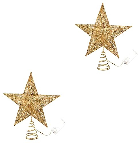 TOPBATHY 2 Pz Luci Superiori Dell'albero Di Natale Top Natalizio Con Stella Illuminata Addobbi Per L'albero Di Natale Decorazione Della Cima Dell'albero Golden Ferro Battuto