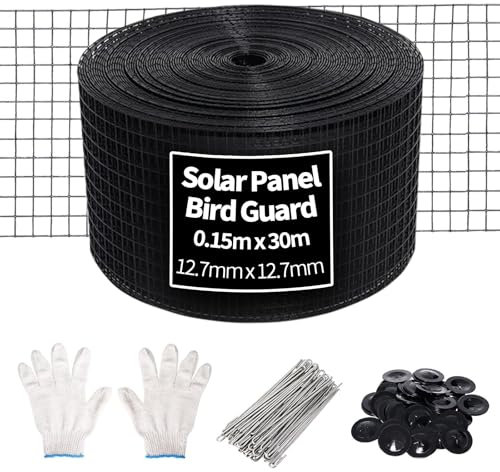TUAKIMCE Solar Panel Bird Mesh Kit 6in x 100ft，Bird Deterrent PVC Wire, Bird Guard for Solar Panel Proofing to Prevent Pigeons Nesting Under Roof Solar Panels