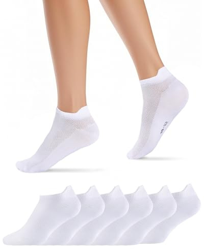 Effeet Korta Löparstrumpor Herr Dam 6 Par, Sneakersockor Vita Svarta, Andningsaktiva Korta Sportstrumpor, Snabbtorkande Lätta Sommarstrumpor För Jogging Löpning