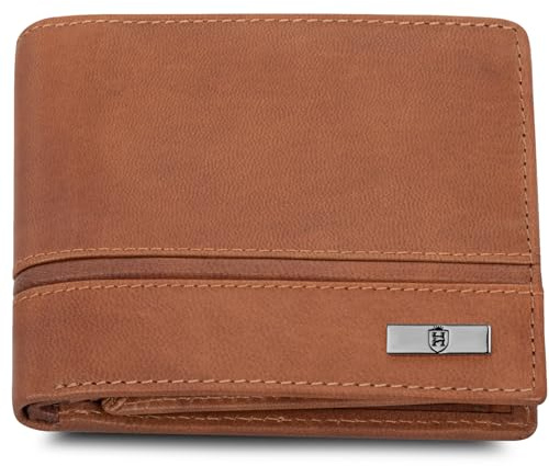 HORNBULL Maddison RFID-blockerande äkta läderplånbok för män, avslappnad, gåvor för män, western plånböcker smal, Vintage konjak, Tvåfaldig plånbok
