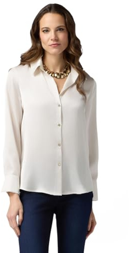 Oltre: Camicia in Raso Tinta Unita Bianco. 42 Stagione Primavera Estate 2025.