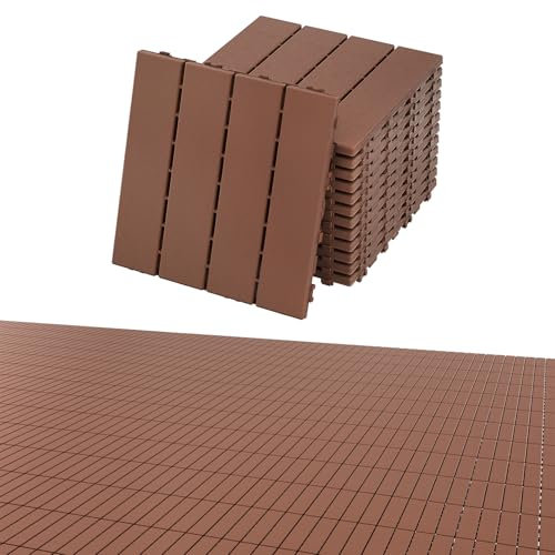 VA-Cerulean 55 piastrelle effetto legno, 5 m², per terrazze, piastrelle da giardino, in legno di acacia, per esterni, terrazza, balcone, 30 x 30 cm, marrone