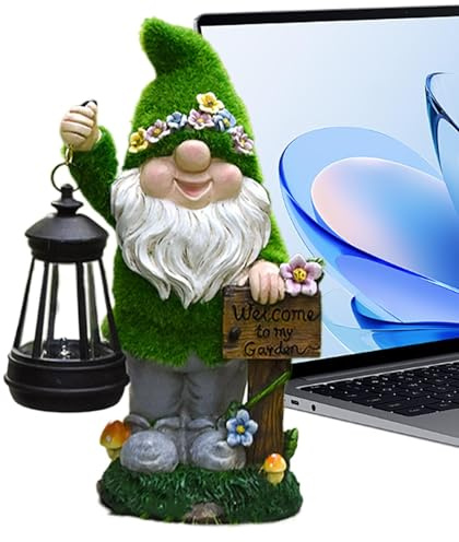 Statue de jardin nain à énergie solaire, décoration de nains à énergie solaire, décoration de cour LED, charmant de jardin, éclairage automatique, 16 x 8 x 2,5 cm pour la maison, l'intérieur
