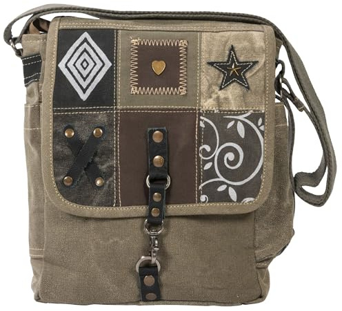 Sunsa Damen Messenger Tasche. Mittelgroße Kuriertasche in Patchwork Design