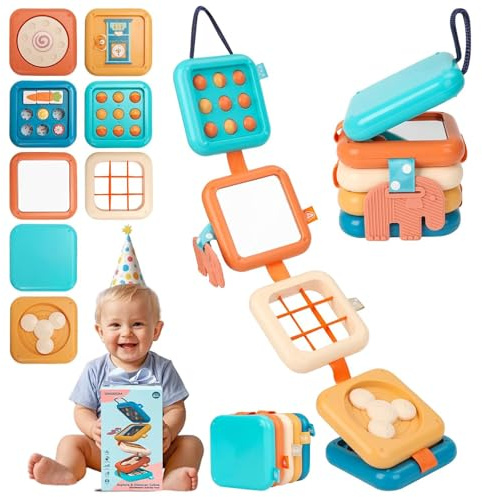 Felly Giochi Busy Activity Cubi Montessori da 18 Mesi in su, Gioco Viaggio Multiattivita Cubo Occupato, Giocattoli Sensoriali Apprendimento Sviluppo Cognizione, Regali Bambine Bambino, Colore Casuale