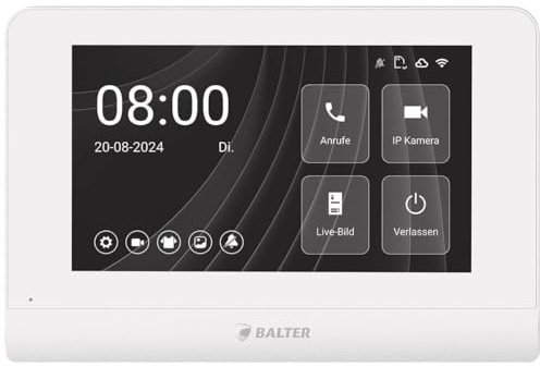 Nonic Balter ENTRI WiFi 7 Zoll HD Monitor Weiß für Video Türsprechanlage, Farb LCD Touchscreen Display mit APP Steuerung & Interkom und Türöffner Funktion, IP über 2-Draht WLAN Videostation