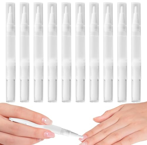 10 PCS Cuticle Oil Pen Nail Oil Pen Nail Oil Cuticle 3 ML Transparent Twist Pen Refillable Nail Polish Bottle Eyelash Growth Liquid Tube with Brush Tip for Lip Gloss Teeth Whitening Liquid Perfume