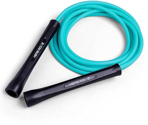 Hererope PVC hopprep 6 mm rephopp för män och kvinnor fitness, hastighet, tricks, cardiotträning, boxning hopprep med okrossbara handtag och knutfritt rep (turkos)