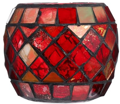 Cabilock 2 Stück Europäischer Mosaikglas Kerzenhalter Teelichthalter ohne Kerze Handgefertigte Glasdekoration für Romantisches Abendessen und Heimdeko Warmes Licht für Schlafzimmer und Bar
