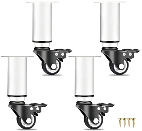 PORFOYO Patas De Mesa con Ruedas De Freno: 4 Piezas Giratorias 360 ​​​​Grados Patas para Muebles, Altura Ajustable 18-24cm Patases De Muebles Móviles para Sofá, Silla, Cama, Sillón, Tocador Y Mesa