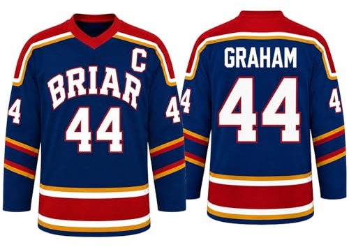 Maillot de Hockey Grahams 44 Sweatshirt Uniforme de Hockey sur Glace Col V T-Shirt Top Casual Manches Longues Comfort Training Clothing