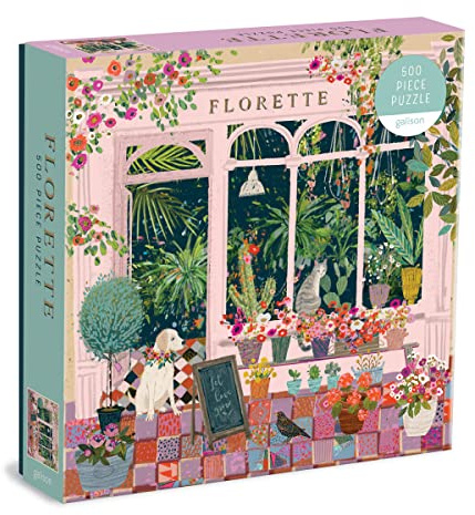 Galison Florette Puzzle, 500 Pieces, 20” x 20” – Floral Jigsaw Puzzle with a Beautiful Illustration by Victoria Ball – Thick Sturdy Pieces, Challenging Family Activity, Makes a Great Gift