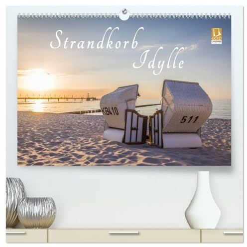 Strandkorb Idylle (hochwertiger Premium Wandkalender 2026 DIN A2 quer), Kunstdruck in Hochglanz: Zauberhafte Impressionen von deutschen Stränden. (CALVENDO Natur)