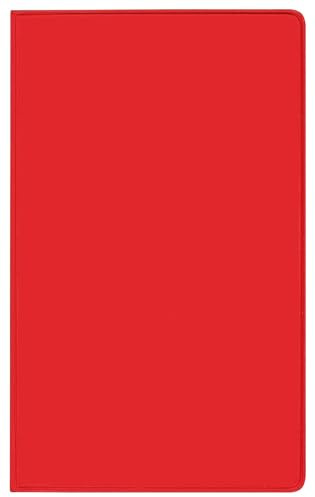 Taschenkalender Pluto geheftet PVC rot 2025: Terminplaner mit Monatskalendarium und Uhrzeit. Dünner Buchkalender - wiederverwendbar. 1 Monat 2 Seiten. 8,7 x 15,3 cm