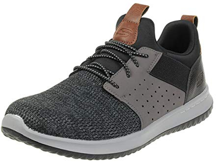 Skechers Men's Delson Camben Trainers, Black Gray Mesh W Synthetic, 8 UK