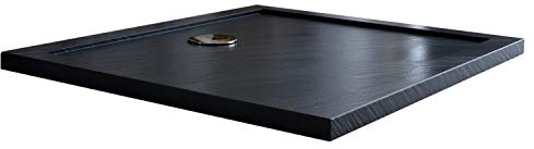 Idralite Duschwanne 120x80x4 mit Erhöhte Kante Rechteckig Anthrazit mit Stein-Effekt mod. Flower