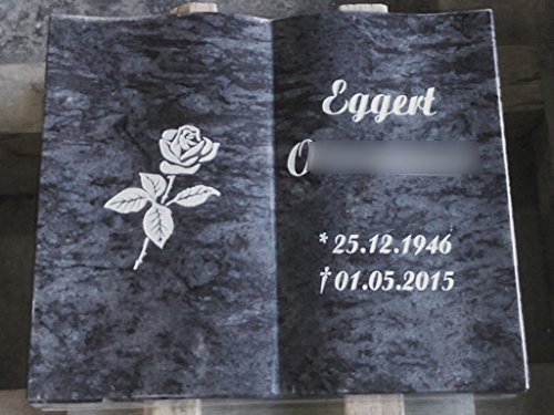 designgrab OrioL102-60x45x12 cm Grabstein offenes Buch aus Granit Orion inkl. Beschriftung von Vor- und Nachname sowie Geburts- und Sterbedatum