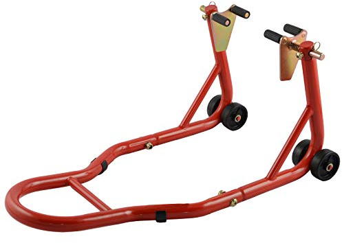 Cavalletto Moto Anteriore Alza Solleva Regolabile 4 Ruote Rosso Universale