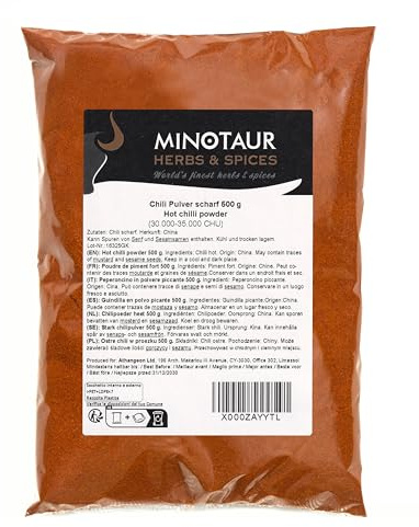 Minotaur Spices | Guindilla en polvo afrutada | Guindilla molida | Guindilla fina en polvo procedente de guindillas secas con un picante suave | 2 x 500 g (1 Kg)