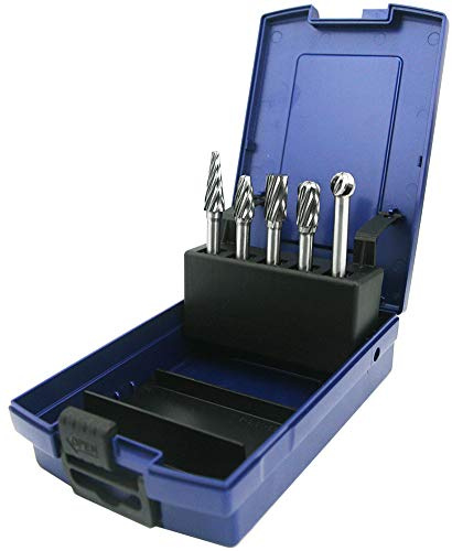 NORTOOLS 5 Stück Glaser-Diamanten, 6,35 mm Schaft, Hartmetall-Frässtifte, Handwerkzeuge für Aluminium, Metall, Schnitzen, Polieren, Gravieren, Bohren in Kunststoffbox