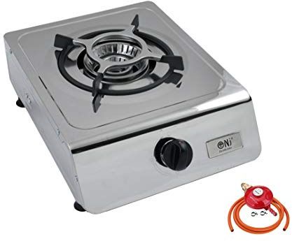 NJ-100 Portable Camping Single Burner Gas Stove Stainless Steel Outdoor LPG Cooker 4.0kW (Propane 37mbar Screw-on)
