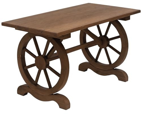Outsunny Tavolo da Giardino Stile Country con Gambe a Ruota, in Legno di Abete Resistente alle Intemperie, 110x60x65 cm