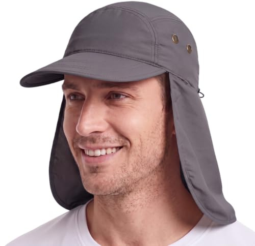 Magracy Herren Sommer UPF 50+ Fischerhut mit Nackenklappe Sonnenschutz Kappe, dunkelgrau