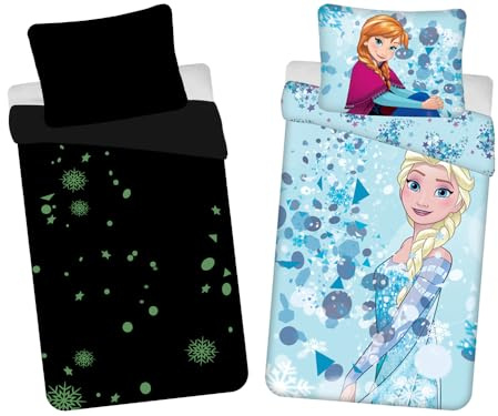Jerry Fabrics Disney Frozen ljusblå med glänsande effekt barnsängkläder 140 x 200 cm + örngott 70 x 90 cm