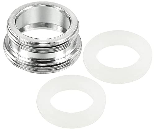 PATIKIL M24*1.0 Mâle à M22*1.0 Mâle Filetage Robinet Adaptateur, 2 Paquet Chromé Aérateur Connecteur Raccord pour Jardin Tuyau Eau Filtre Tube, Argent