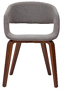 Miliboo Chaises Design en Tissu Gris et Pieds en Bois foncé Noyer (Lot de 2) Slam