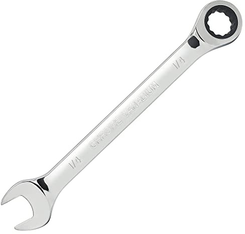 FOCMKEAS 1/4 Inch Ratcheting Combination Wrench SAE 72 Teeth 12 Point Ratchet Box Ended and Open End Spanner Tools for Tight Space, Heat-Treated CR-V