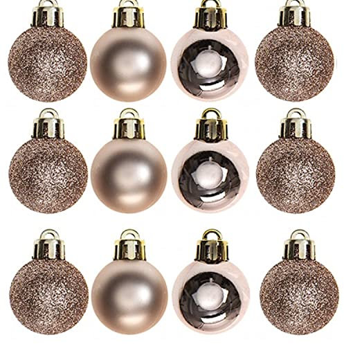 30mm/24Pcs Christmas Baubles Shatterproof Rose Gold, Christmas Tree Decorations Ball Ornaments Balls Xmas Hanging Decorations Holiday Decor - Shiny,Matte,Glitter