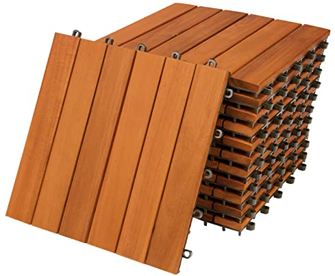 Casaria 11x Baldosas de Madera de Acacia 30x30cm 1m² Certificado FSC® Losetas Jardín Terraza Balcón