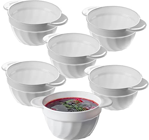 KADAX Tazas soperas, 650 ml, cuencos de cristal reforzado, 18,5 x 14 x 8 cm, cuencos para sopa con asas dobles, sopera para sopas, cremas, caldos (650 ml/6 unidades)